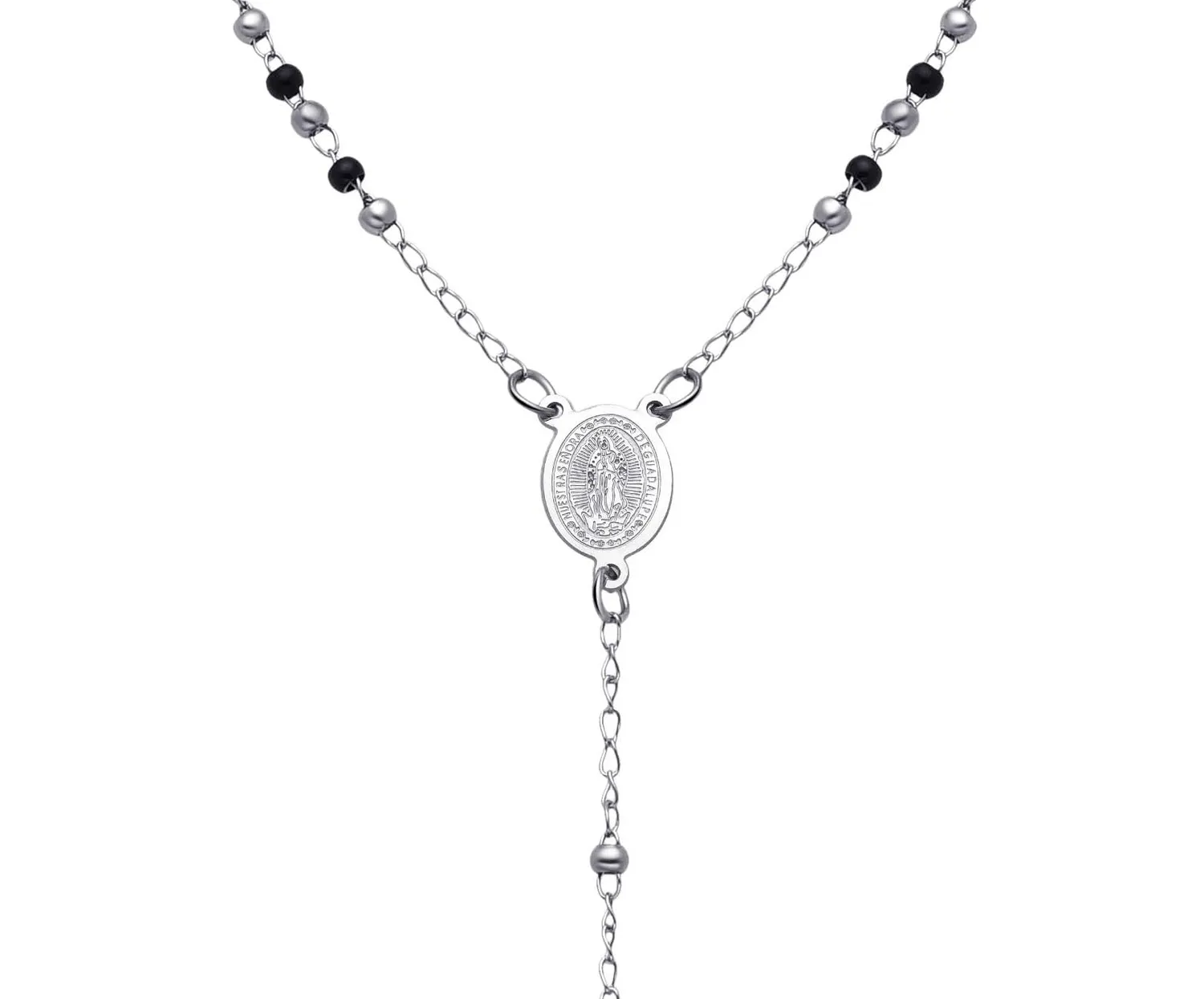 Dada Gioielli Collana Rosario Acciaio Argento e Nero