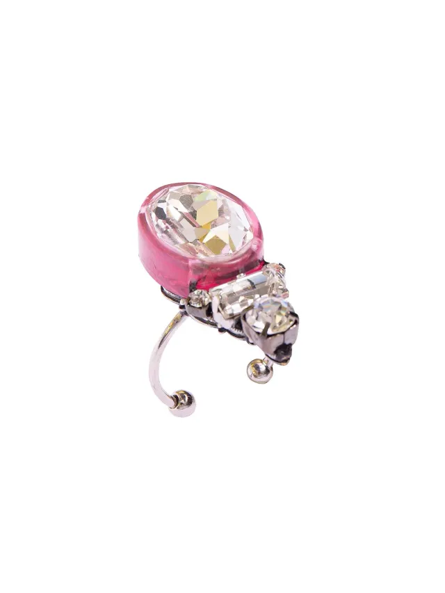Rada Pietra Ovale Anello Fucsia strass castone colorato