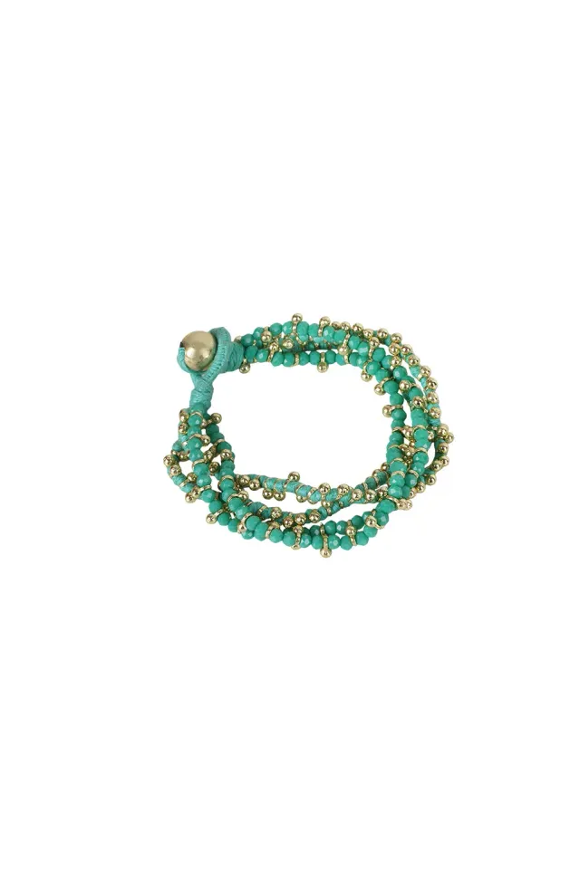 House of Tuhina Mohini bracciale verde mare oro sun