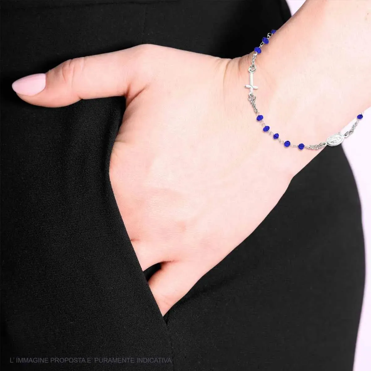 Ornamenta Medaglia Miracolosa bracciale argento cristalli blu