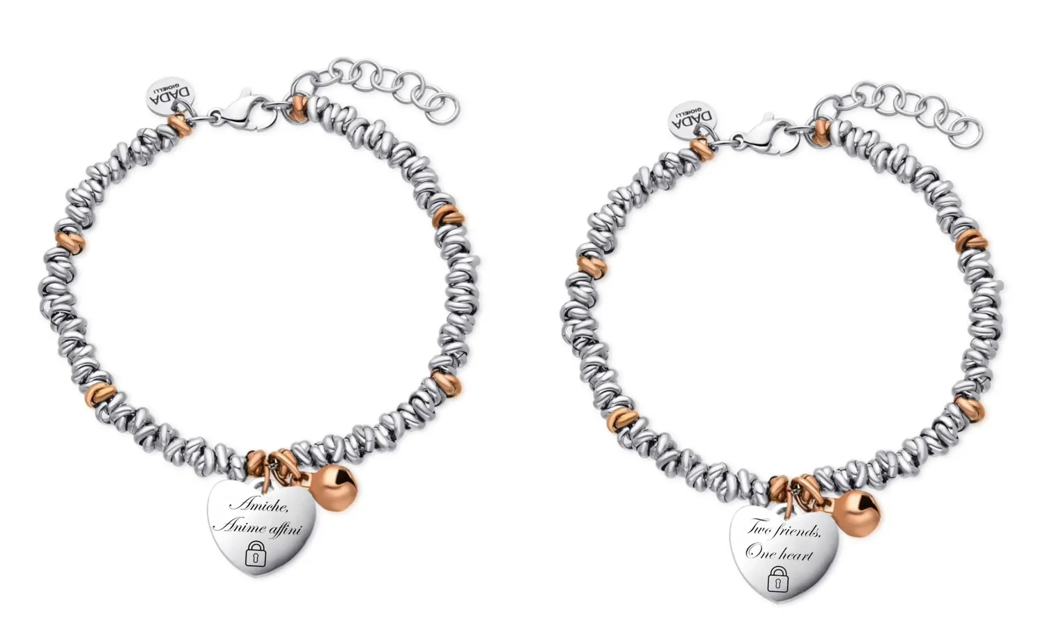 Dada Gioielli Migliori Amiche bracciale rodio oro rosa cuore