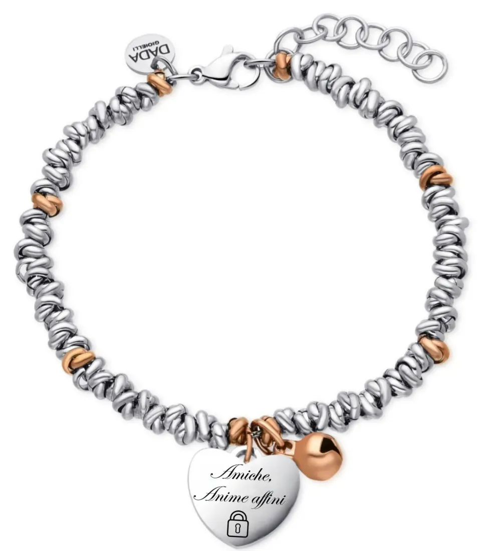 Dada Gioielli Migliori Amiche bracciale rodio oro rosa cuore