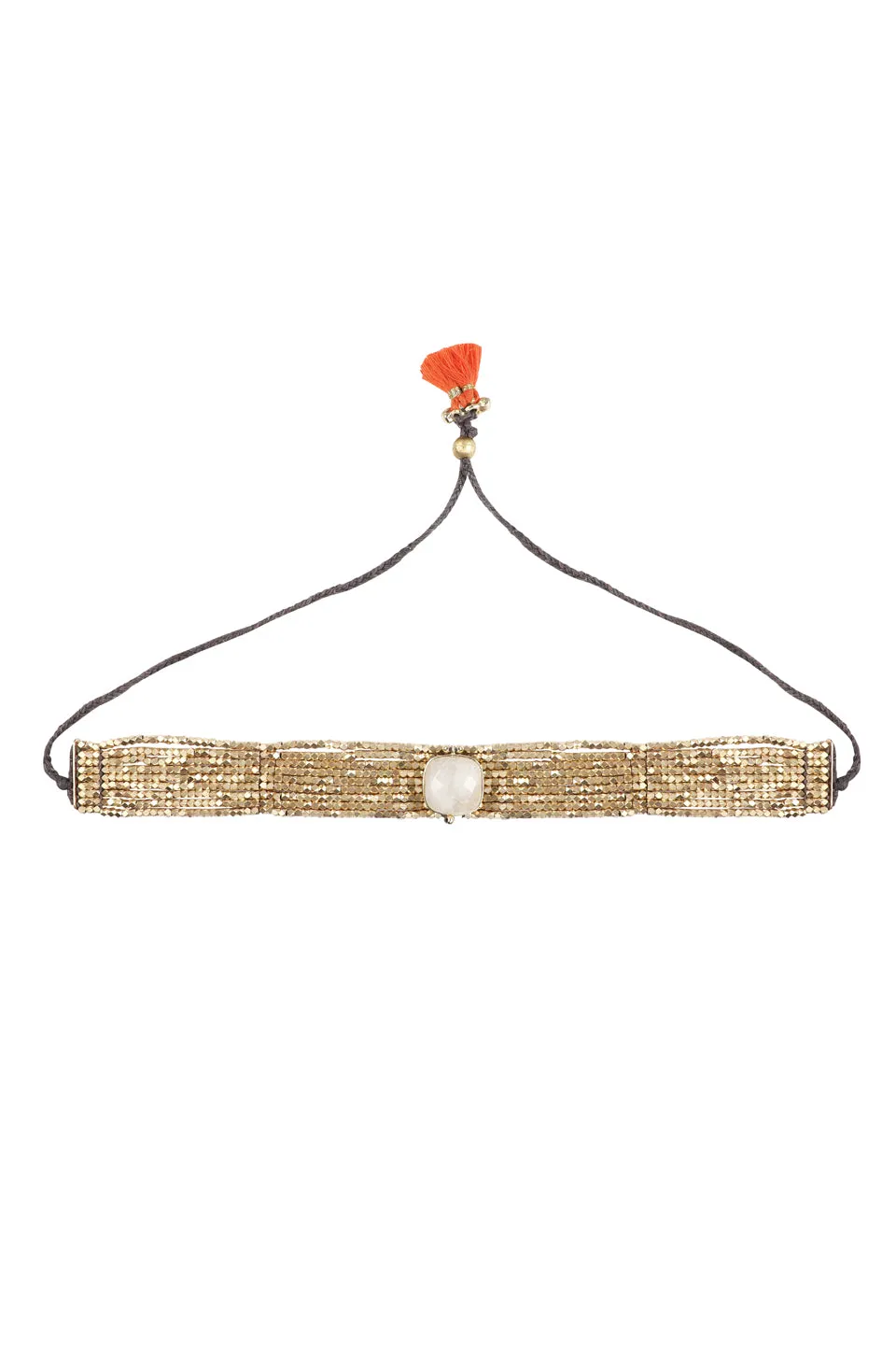 House of Tuhina Single Square Stone choker pietra verde