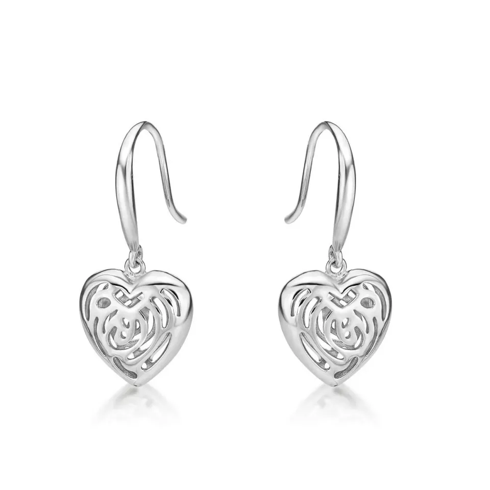 Diamond Treats Orecchini Cuore Pendenti Argento 925 Gancio