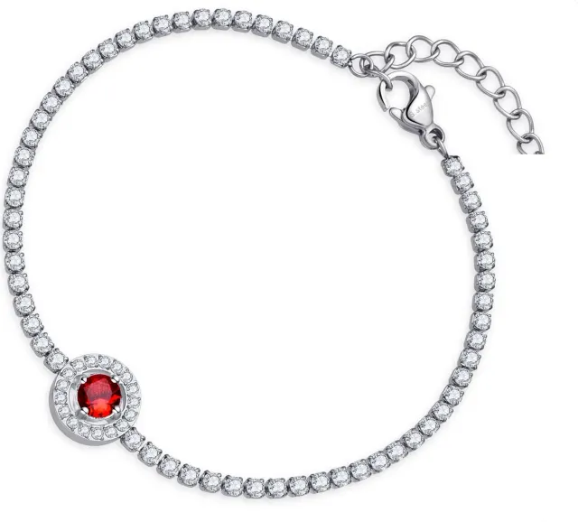 Dada Gioielli Bracciale Tennis Rosso Rubino Acciaio Donna