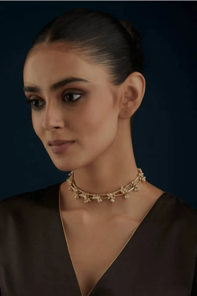 House of Tuhina Noor Double Pearl collana doppia perle
