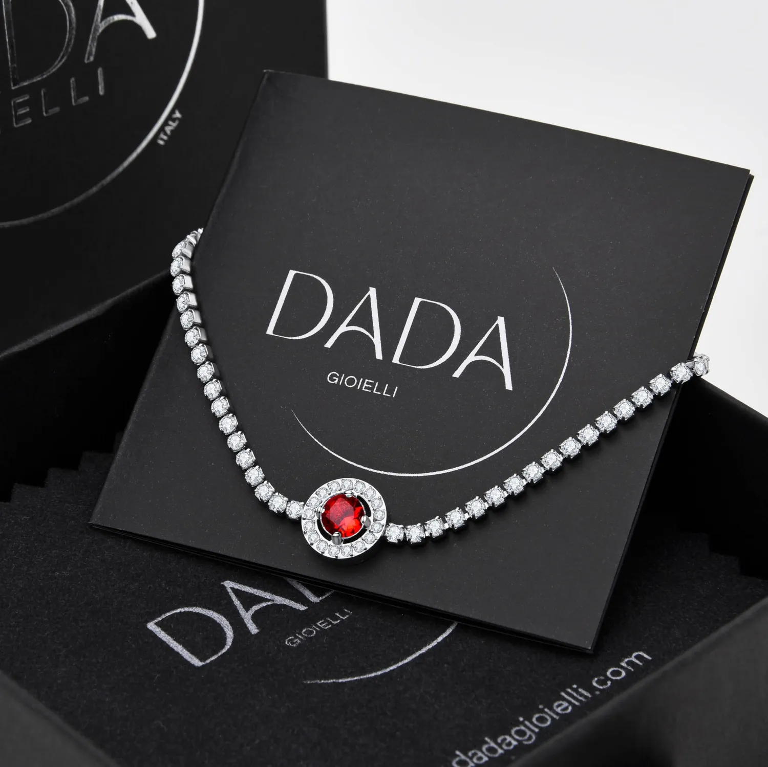 Dada Gioielli Bracciale Tennis Rosso Rubino Acciaio Donna