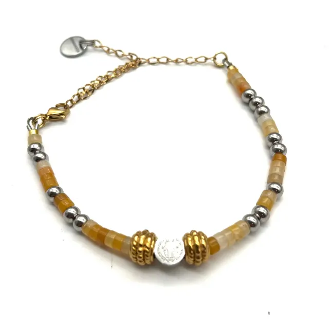 Ornamenta Fortis in Fide bracciale corniola e acciaio