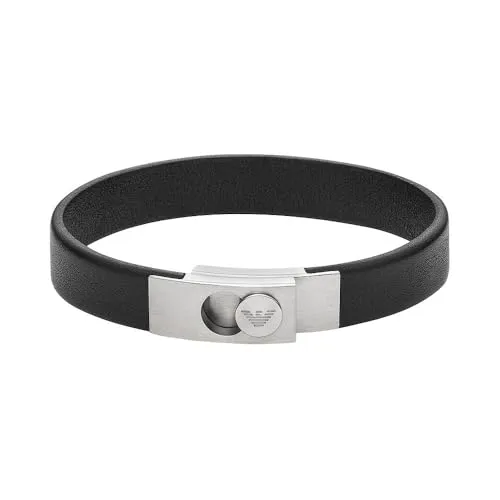 Emporio Armani bracciale uomo pelle nero clip