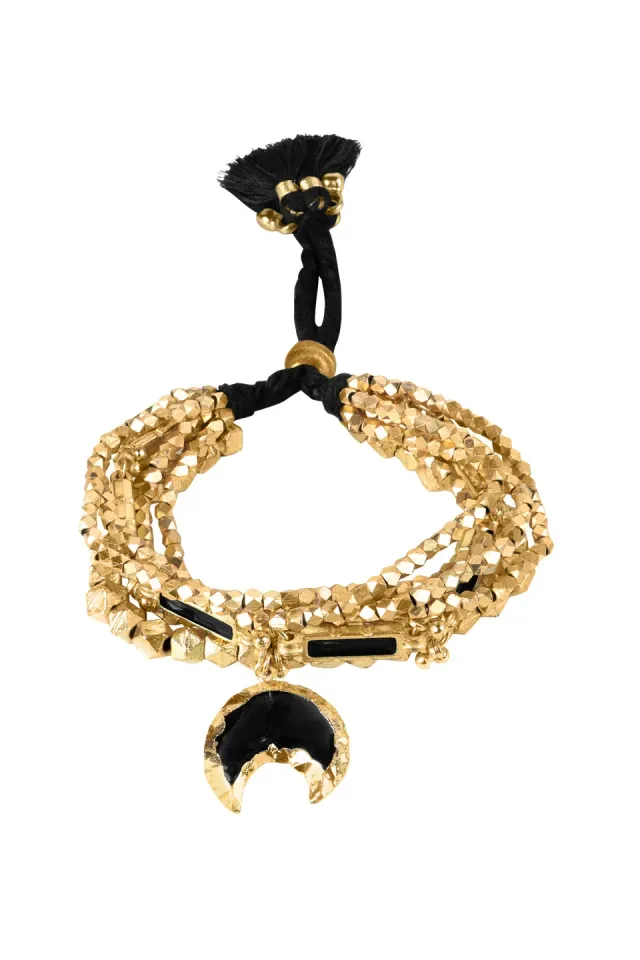 House of Tuhina Indrani bracciale regolabile nero