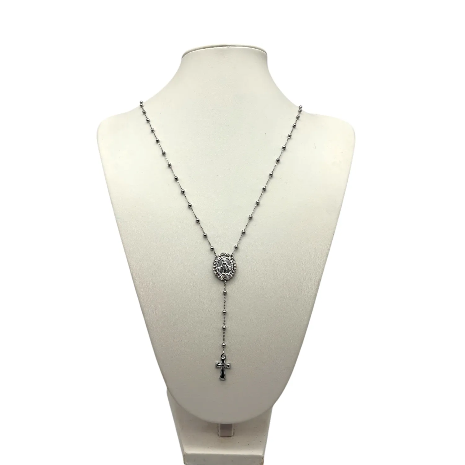 Ornamenta Collana Medaglia Miracolosa croce strass 50-55cm