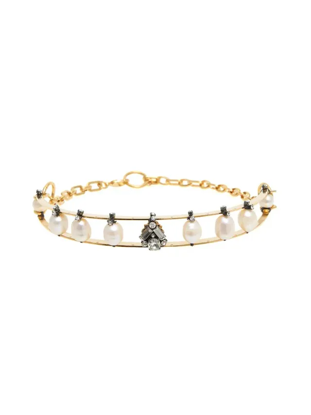 Rada choker rigido gold perle fiume strass