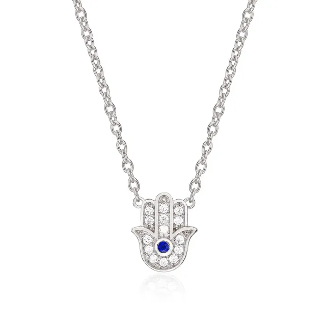 Diamond Treats Collana Mano Fatima Hamsa Argento 925 Zirconi