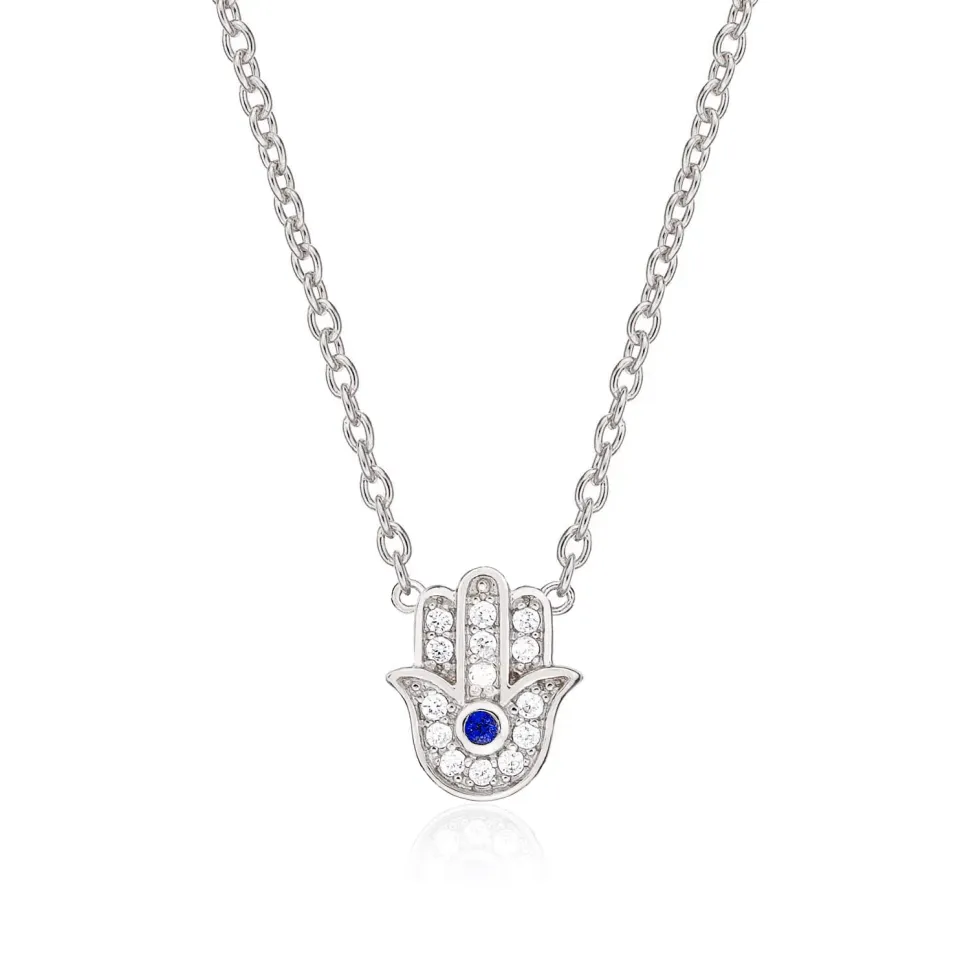 Diamond Treats Collana Mano Fatima Hamsa Argento 925 Zirconi