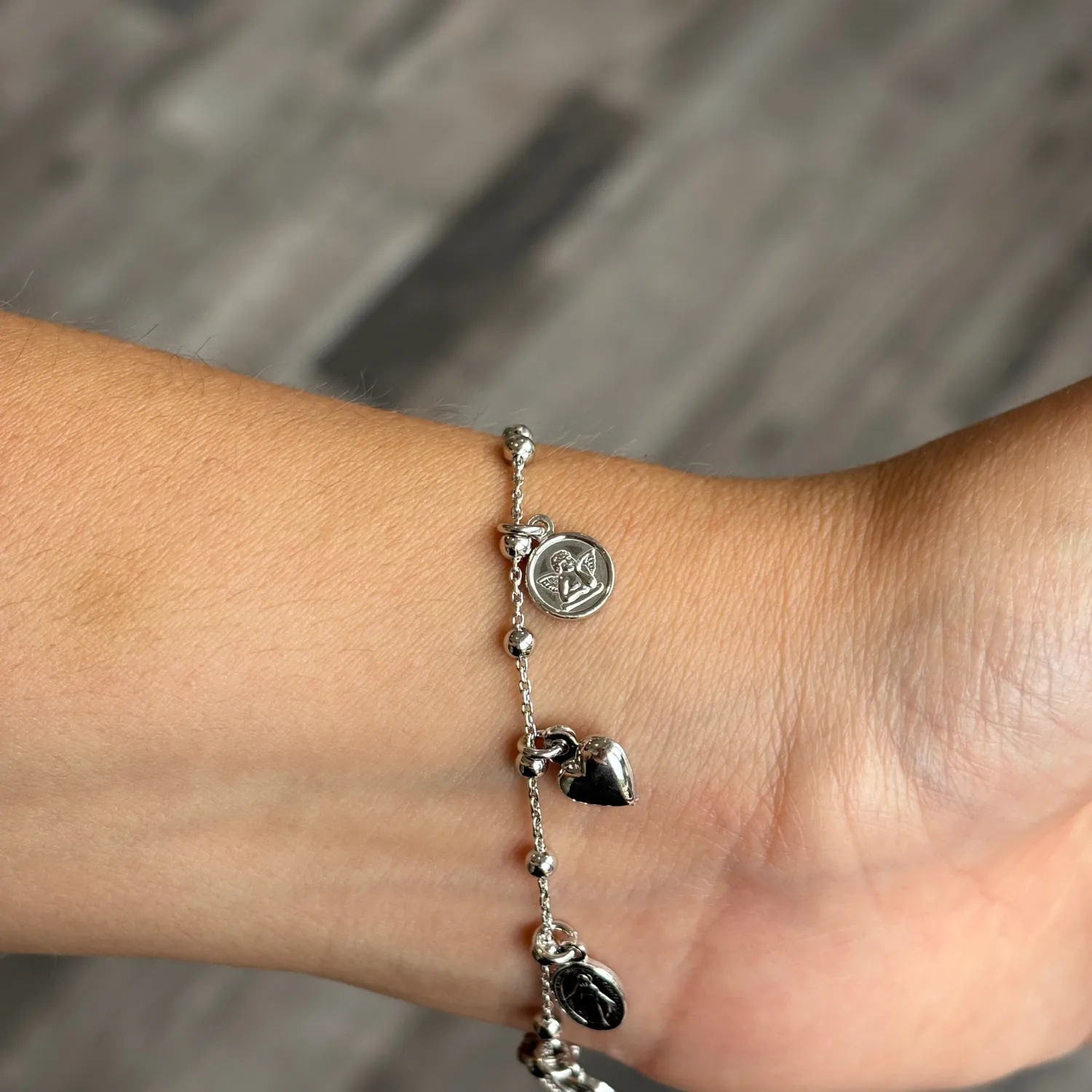 Ornamenta bracciale argento 925 Sacro Cuore 18 cm rodiato