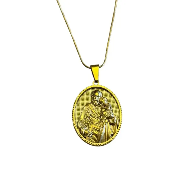 Ornamenta collana San Giuseppe acciaio oro 40-45 cm