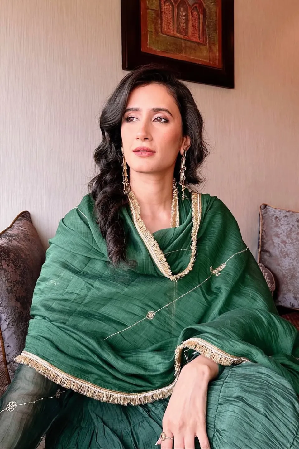 House of Tuhina Qabeela Brick orecchini Mirror Gold fatti a mano