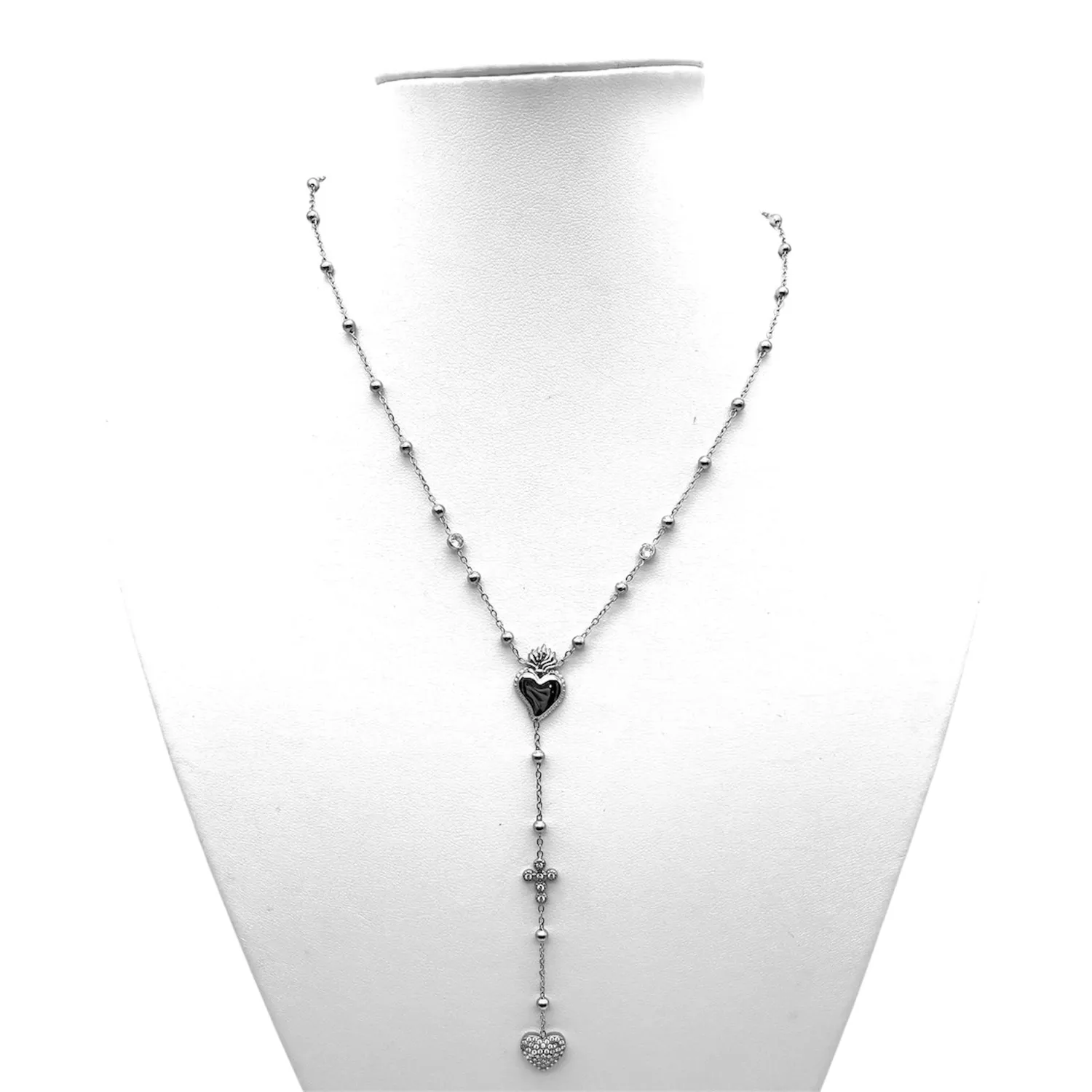 Ornamenta Sacro Cuore collana rosario acciaio silver