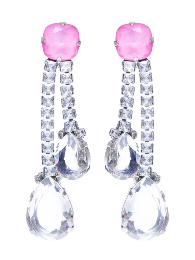 Rada Orecchini pietra dipinta rosa goccia cristallo
