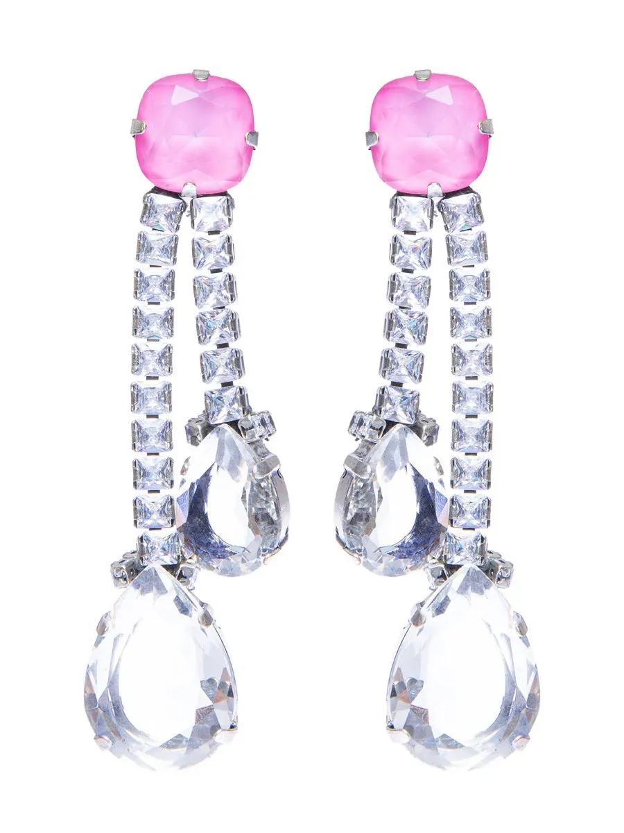 Rada Orecchini pietra dipinta rosa goccia cristallo