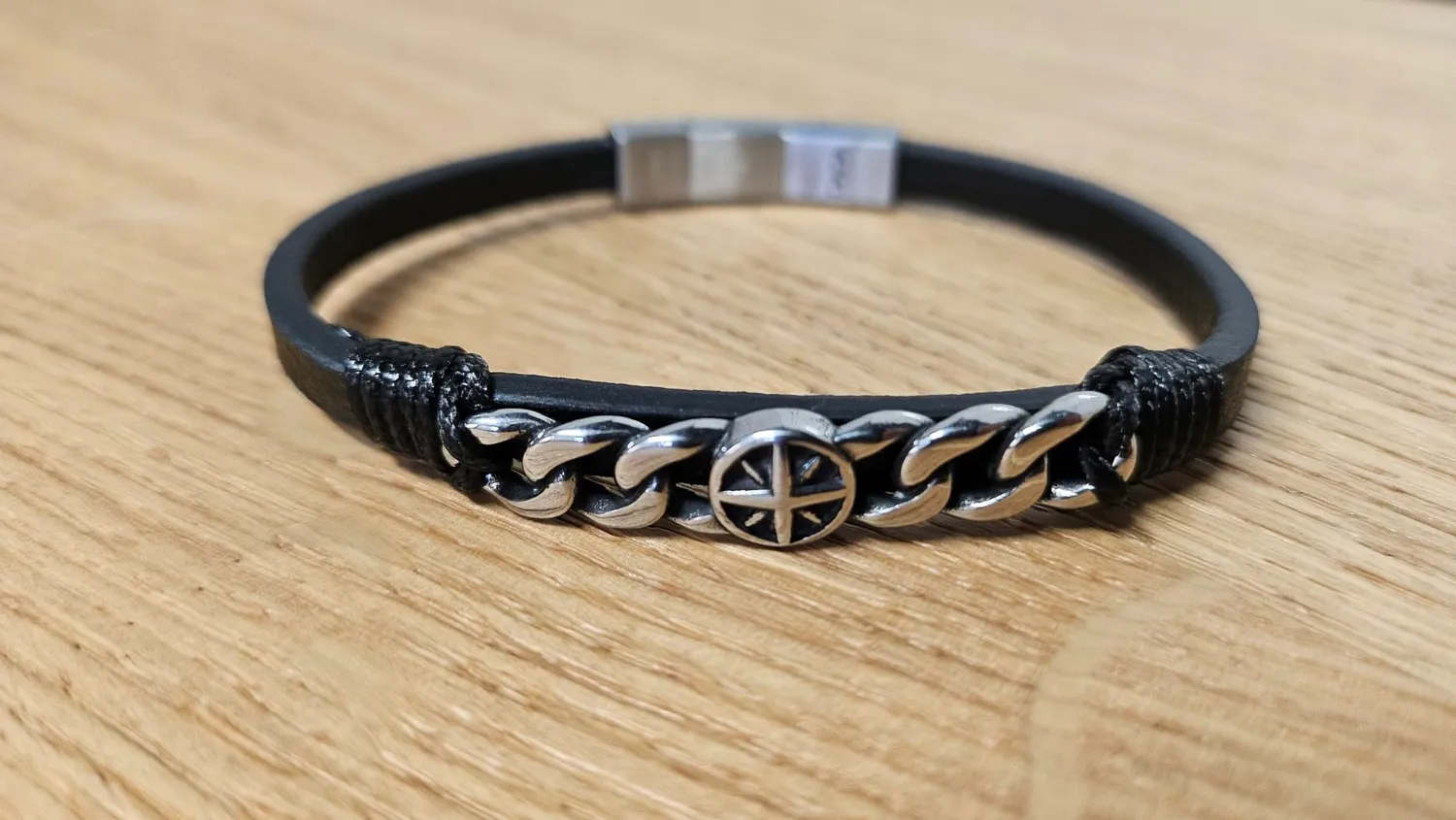 Dada Gioielli Bracciale Uomo Rosa Venti Pelle Acciaio