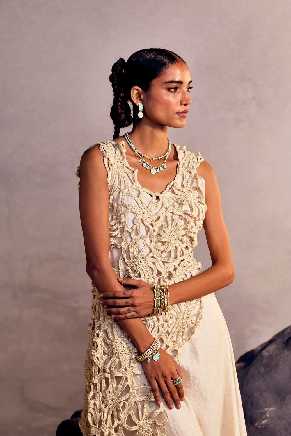 House of Tuhina Bloom bracciale oro floreale