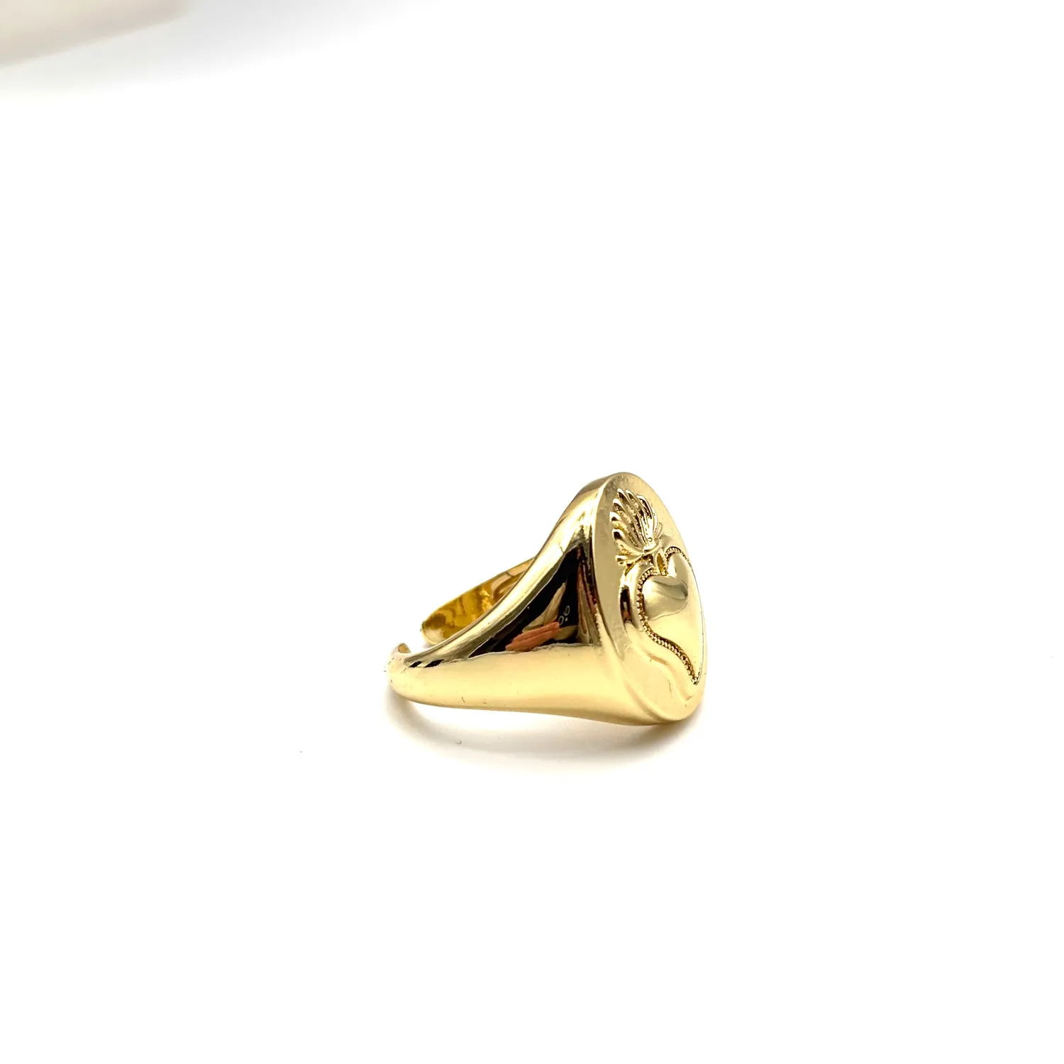 Ornamenta Sacro Cuore anello dorato regolabile in acciaio