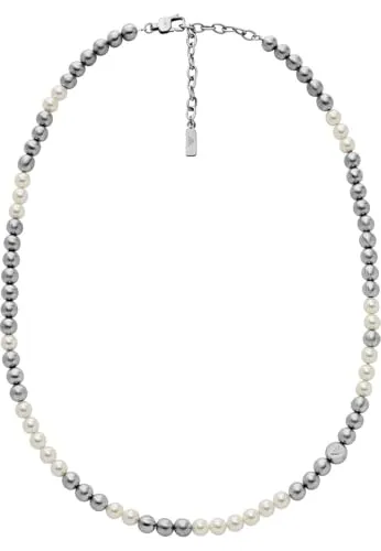 Emporio Armani Collana Uomo Perline Grigio Bianco Moschettone
