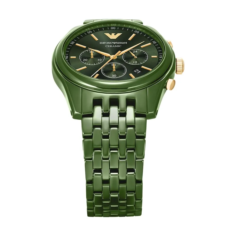 Emporio Armani AR70017 cronografo ceramica verde 43 mm