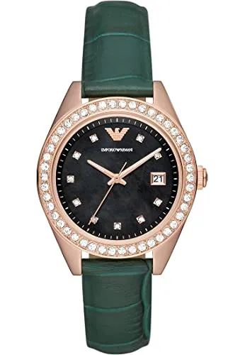 Emporio Armani orologio donna oro rosa glitter verde