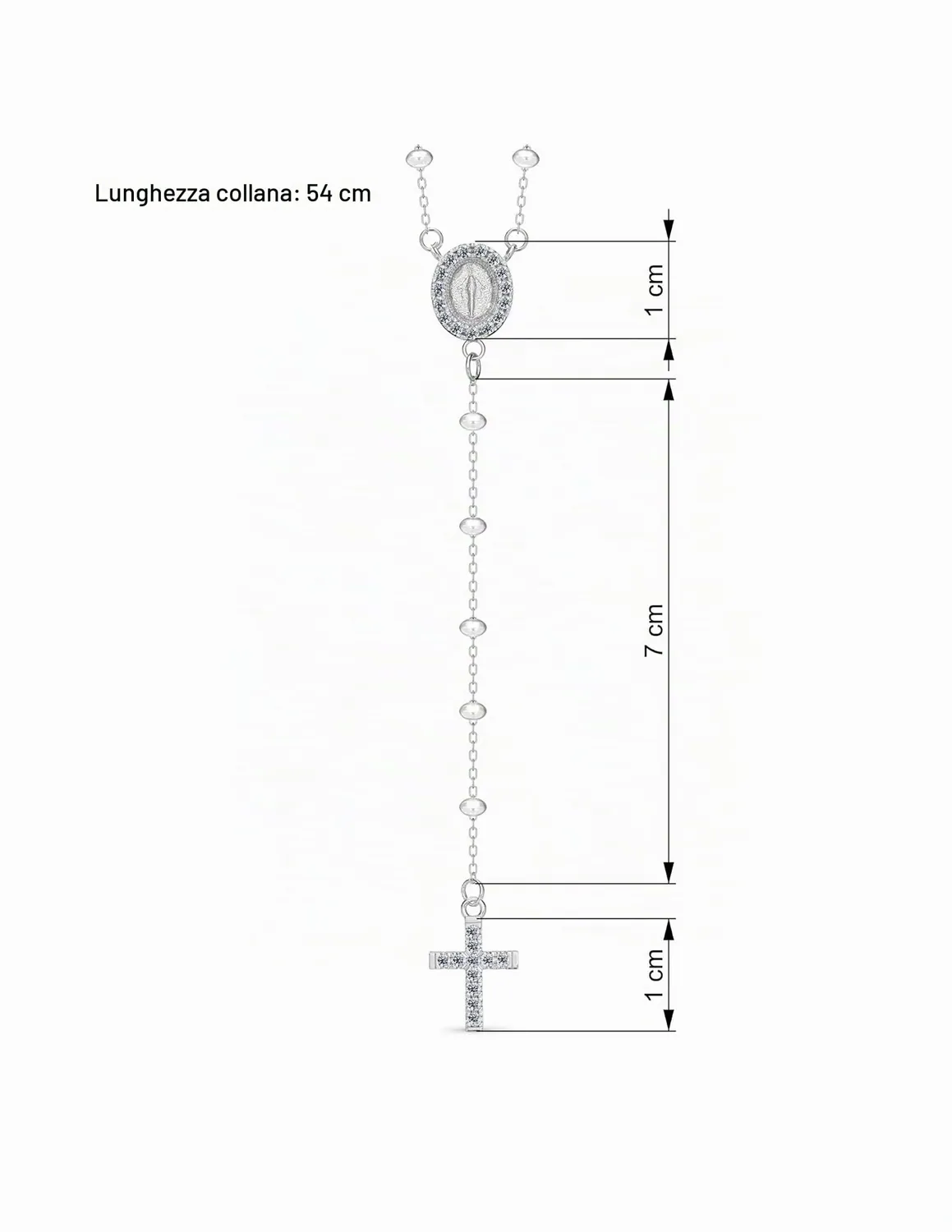 Dada Gioielli Rosario Collana Acciaio Argento Unisex Croce