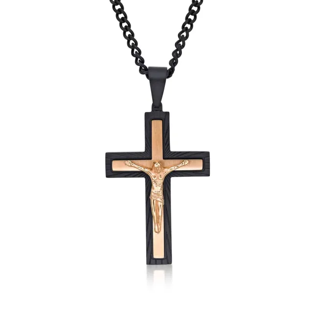 Diamond Treats Design 2 Collana Uomo Croce Acciaio 50-60 cm