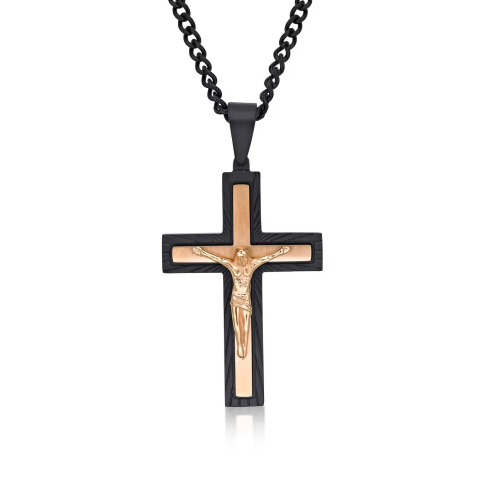 Diamond Treats Design 2 Collana Uomo Croce Acciaio 50-60 cm