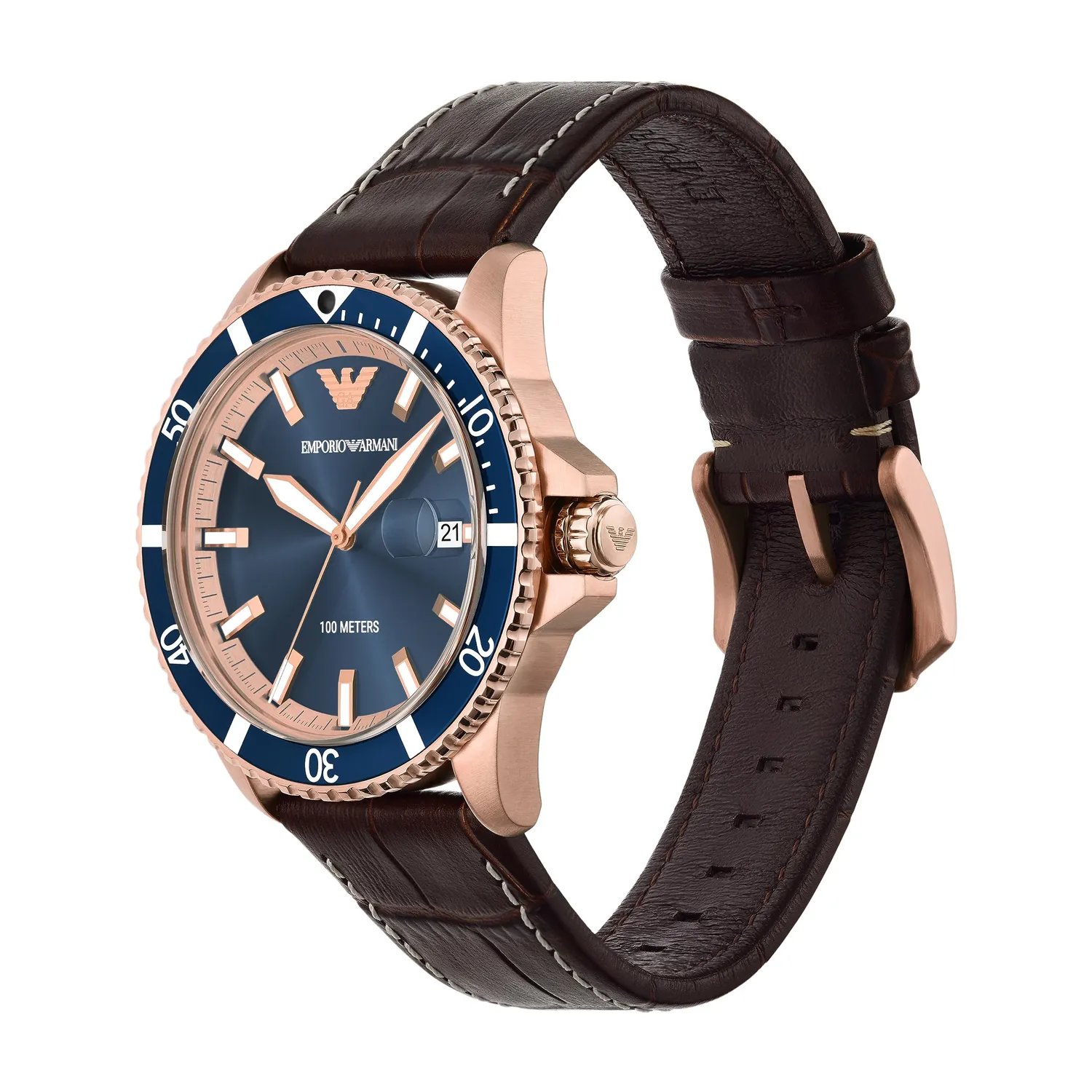Emporio Armani AR11556 orologio uomo 42mm pelle marrone