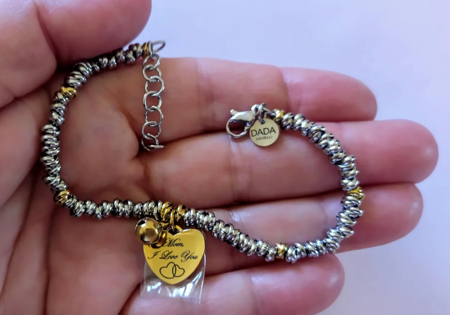 Dada Gioielli Bracciale Mamma Campanella Cuore Argento Oro