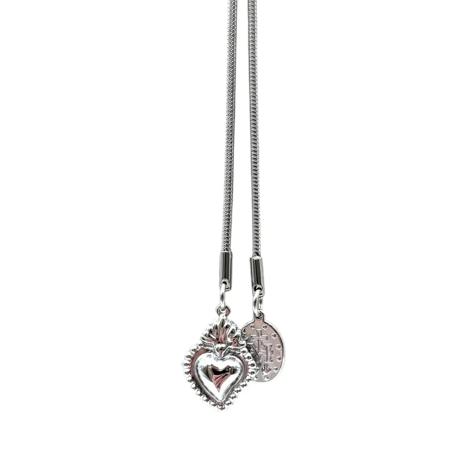 Ornamenta Scorrevole Croce collana acciaio con zirconi
