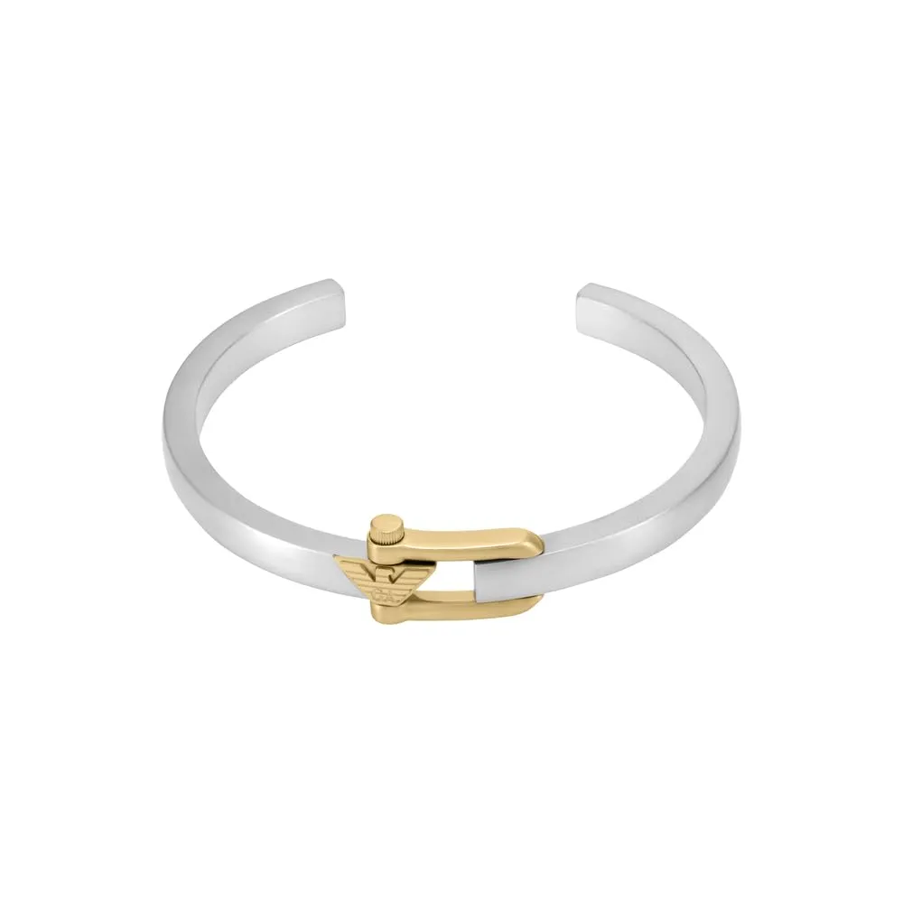 Emporio Armani Bracciale Bangle Aperto Uomo Argento Acciaio