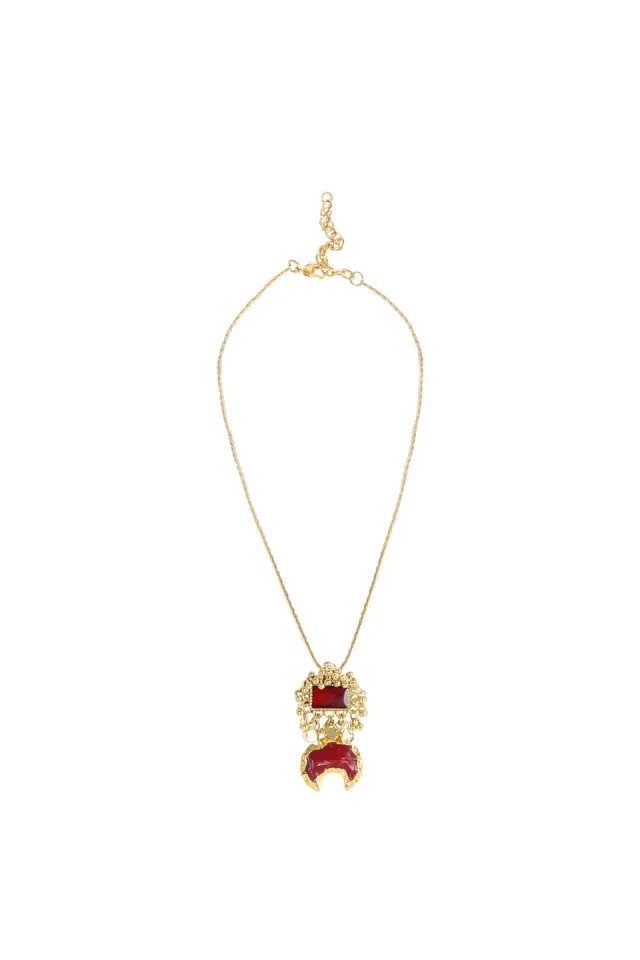 House of Tuhina Dhoori collana filo bordeaux fatta a mano