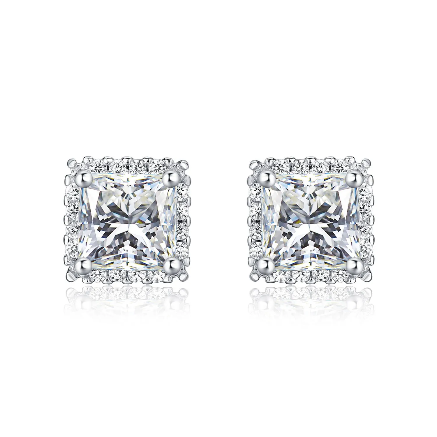 Diamond Treats Orecchini Quadrati Argento 925 Verde-Argento Zirconi