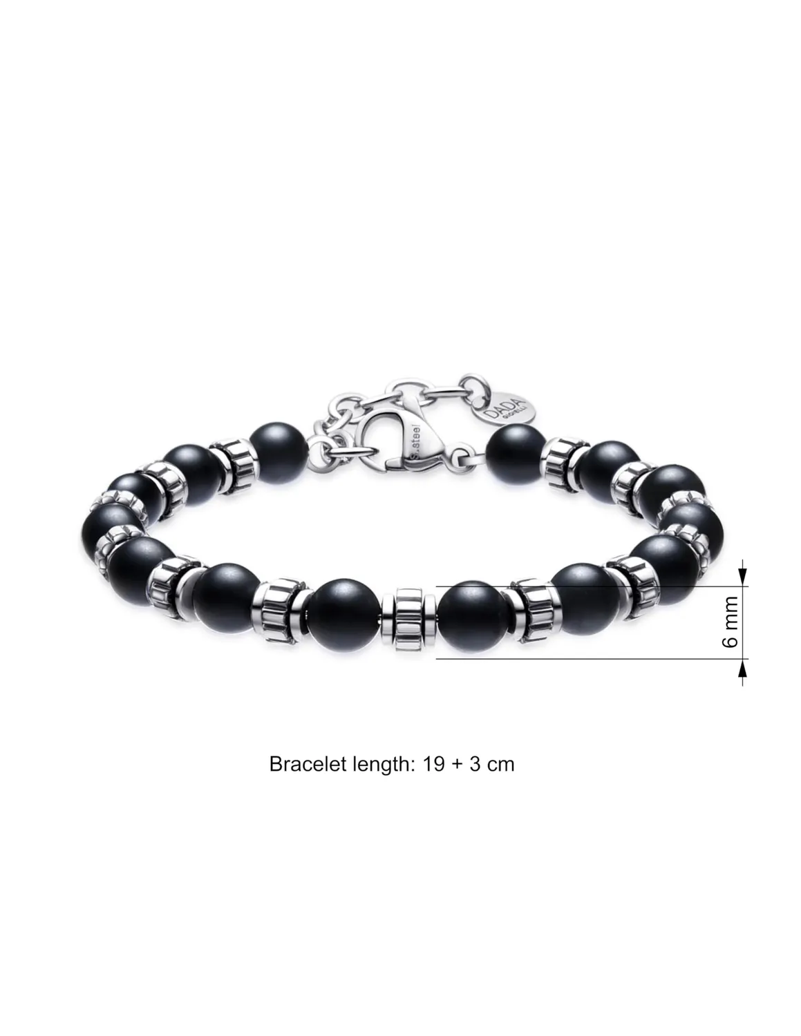 Dada Gioielli bracciale uomo agata nera 6mm pietra