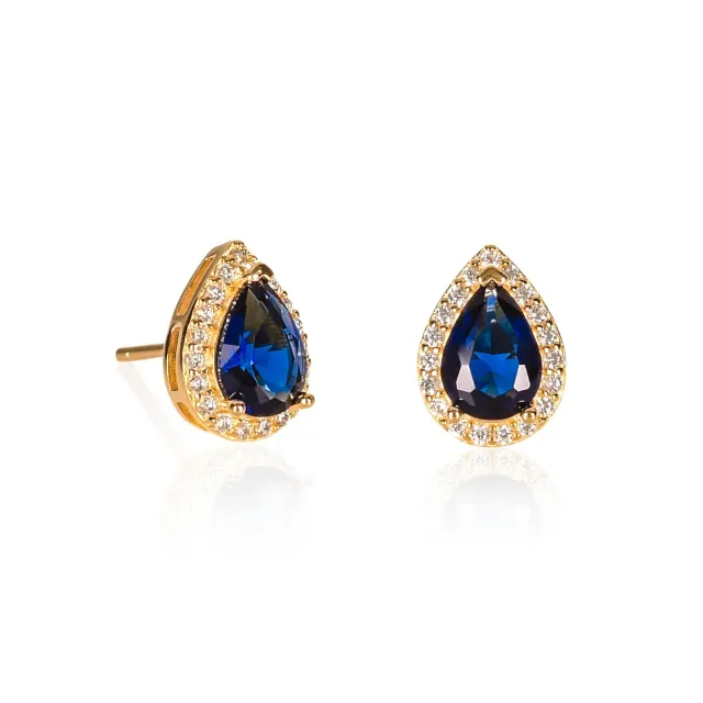 Diamond Treats Orecchini Pera Argento Blu-Oro Zirconi