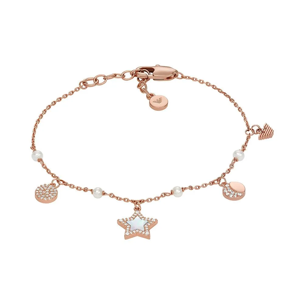Emporio Armani Bracciale Donna Oro Rosa e Argento Acciaio