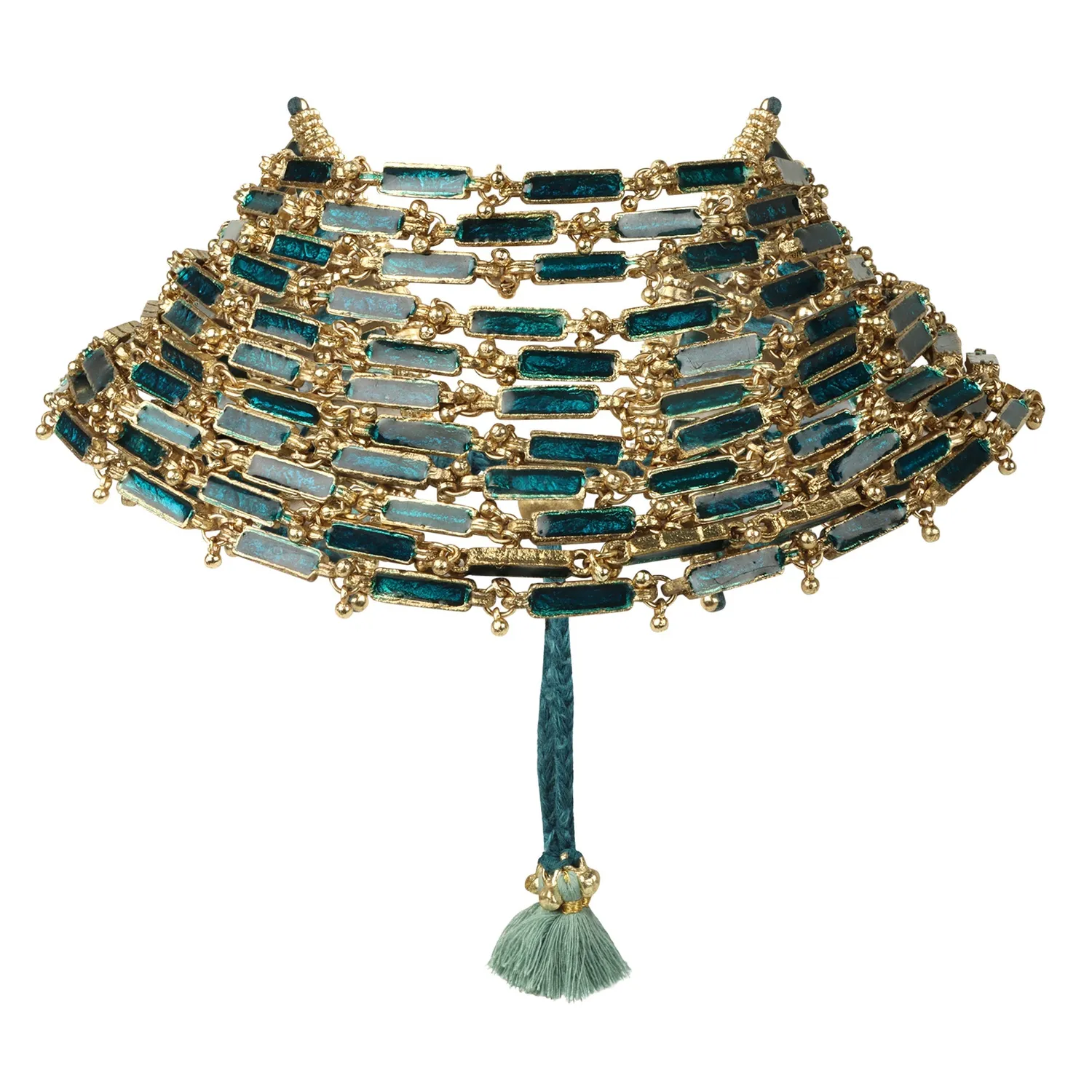 House of Tuhina Enamel Link Choker collana bordeaux smalto oro