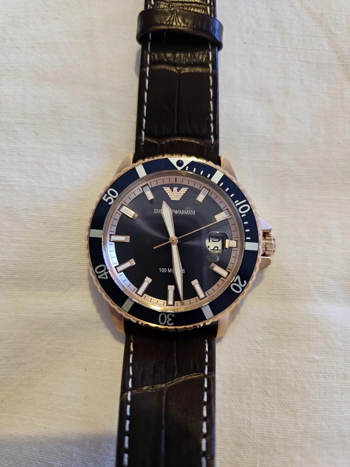 Emporio Armani AR11556 orologio uomo 42mm pelle marrone