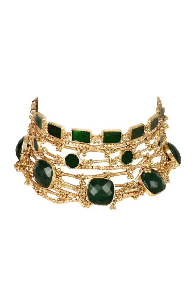 House of Tuhina Viya collana verde Stone Gold