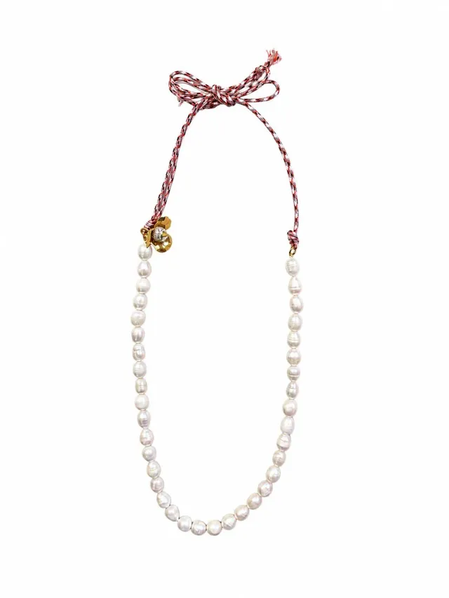 Rada Collana Perle di Fiume Multicolore con Fiore Oro
