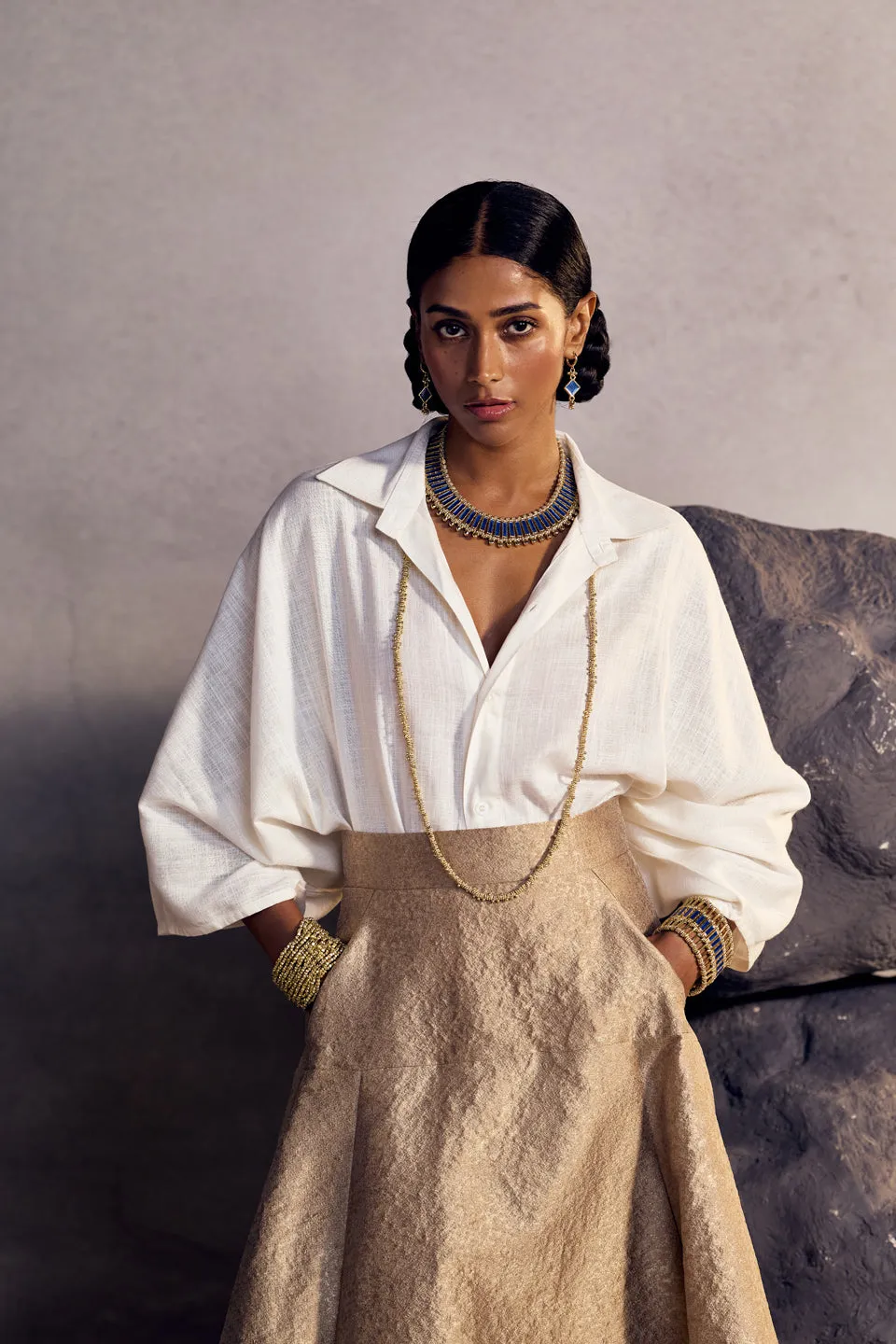 House of Tuhina Janak collana lunga oro fatta a mano