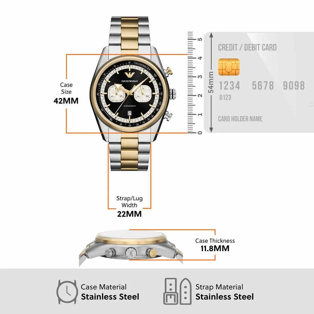 Emporio Armani orologio uomo argento e oro