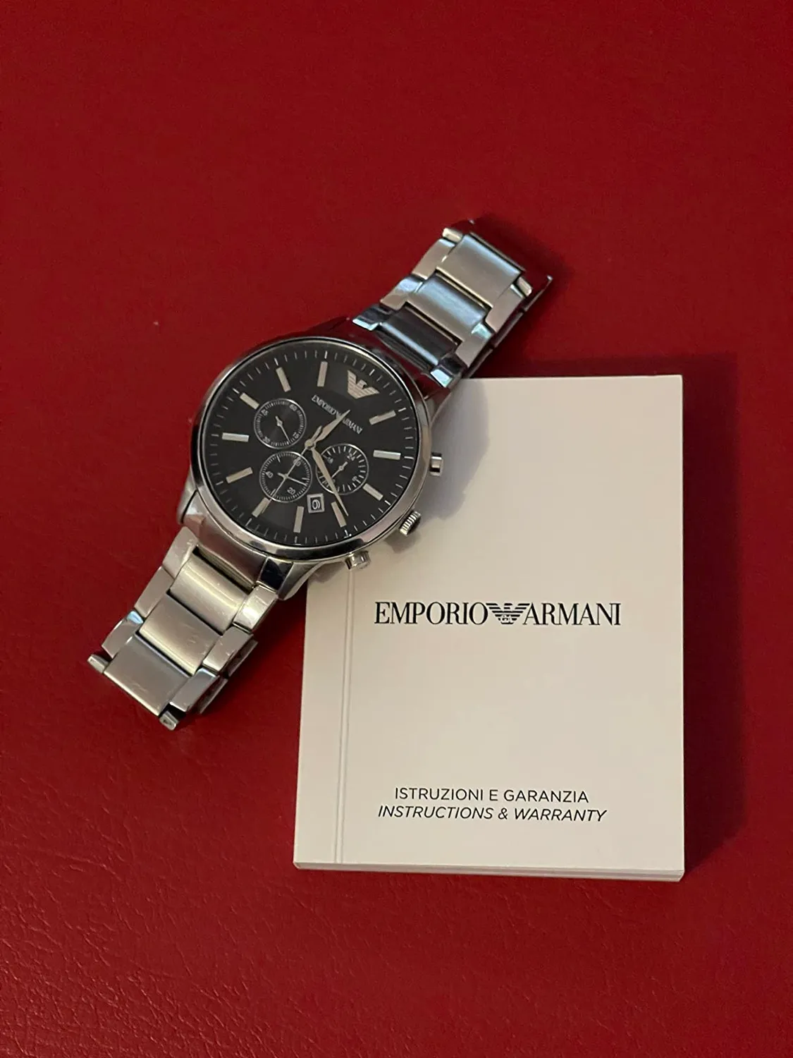 Emporio Armani orologio cronografo uomo argento nero