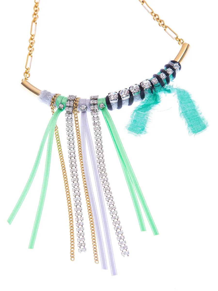 Rada Catena con Nastri collana lilla/marrone con strass